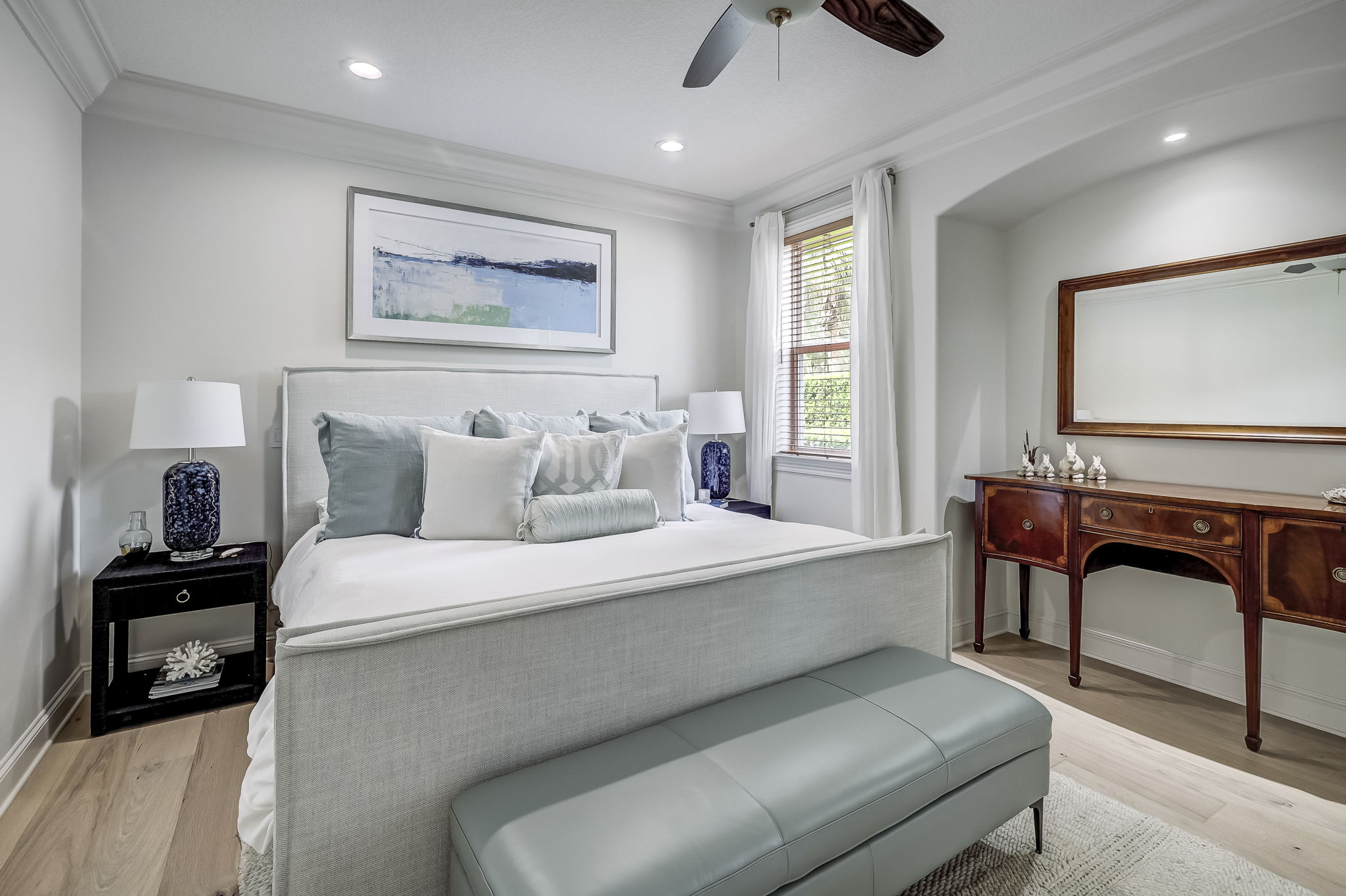 24624 Harbour View Drive Ponte Vedra Beach, FL 32082 - Photo 77 of 186 a bedroom with a bed and a chandelier