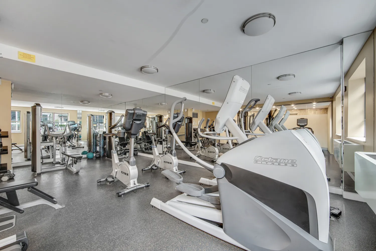 a view of a room with gym equipment