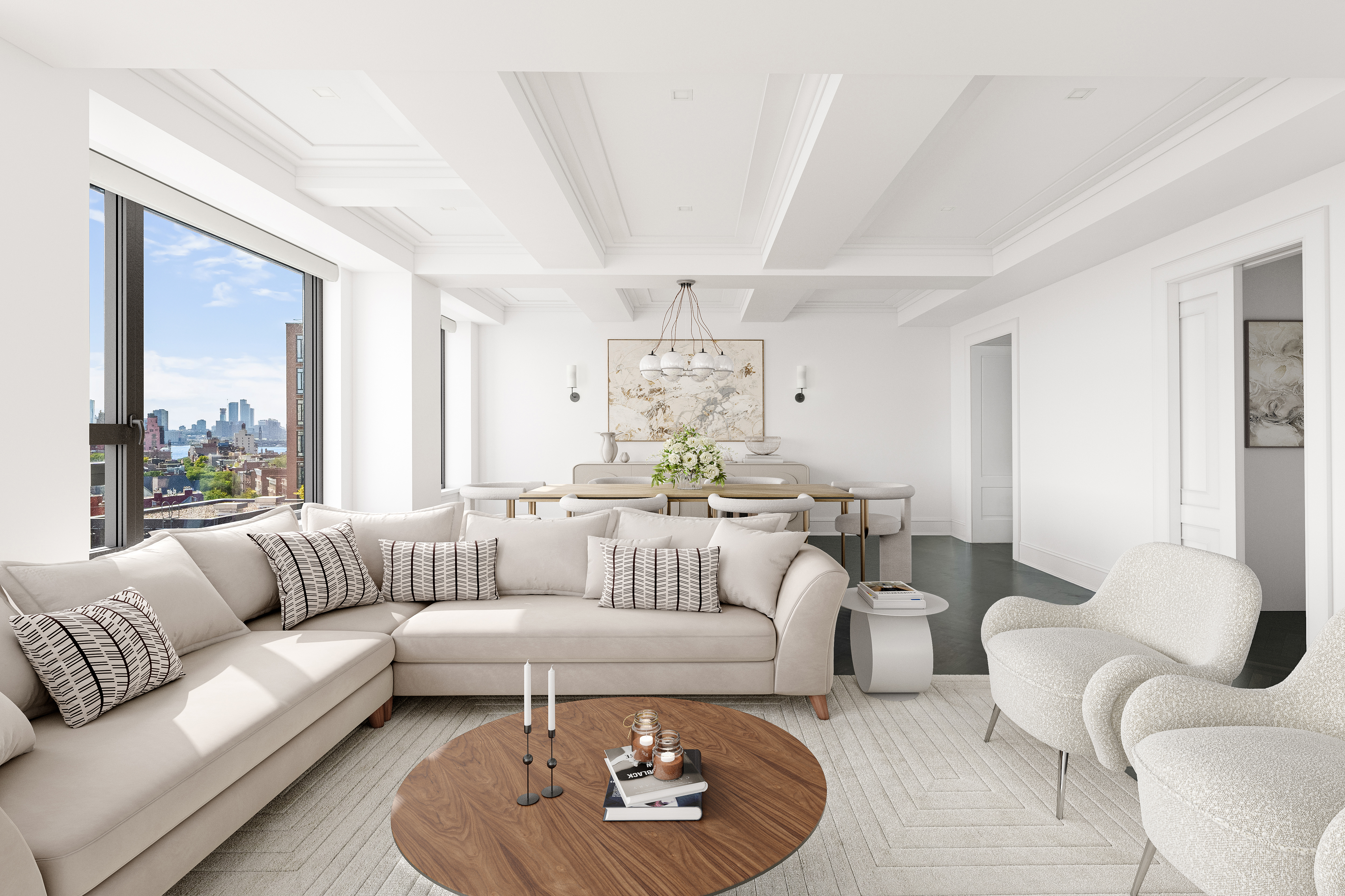 150 West 12th Street, Unit 11E Manhattan, NY 10011 - Photo 2 of 15 a living room with furniture and a large window