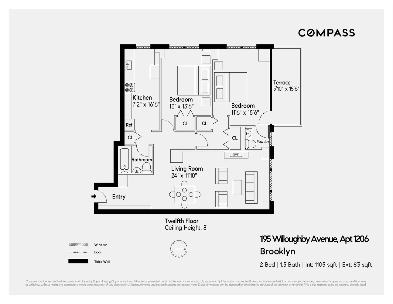 $995,000 | 195 Willoughby Avenue, Unit 1206 | Clinton Hill