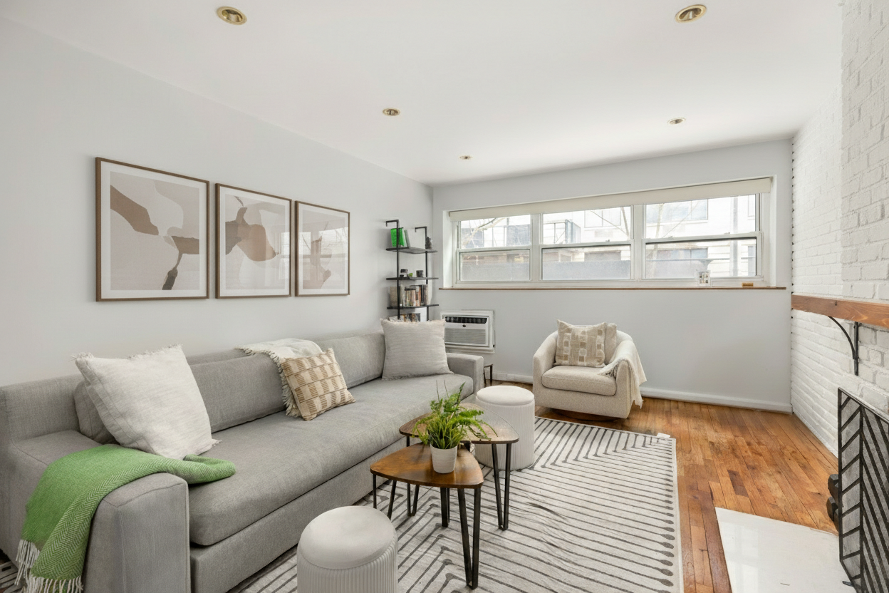 49 East 12th Street, Unit 2C Manhattan, NY 10003 - Photo 1 of 8 a living room with furniture and a large window