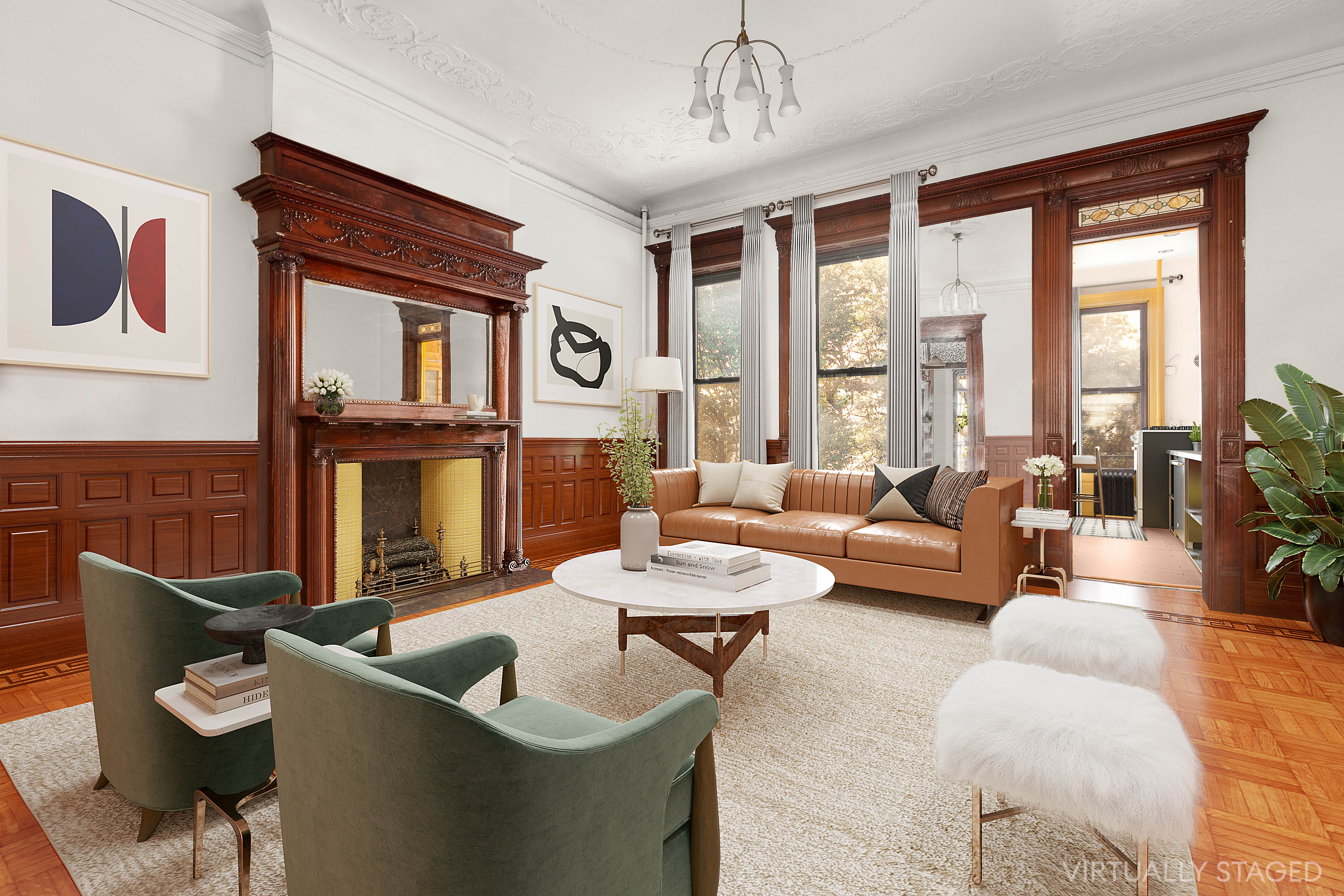 117 West 120th Street Manhattan, NY 10027 - Photo 4 of 31 a living room with furniture and a fireplace