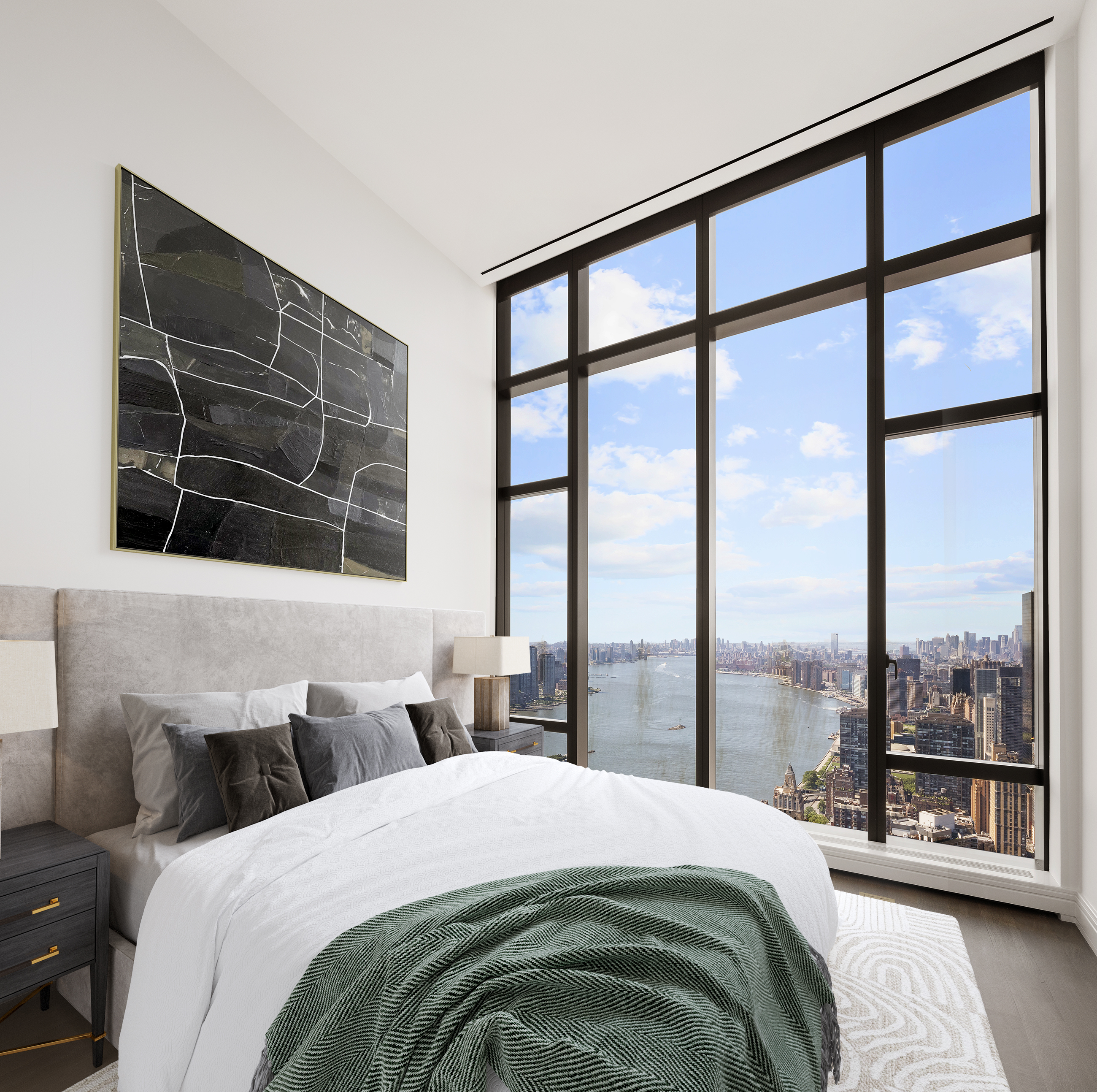 430 East 58th Street, Unit PH72 Manhattan, NY 10022 - Photo 14 of 26 a bedroom with a bed and a window