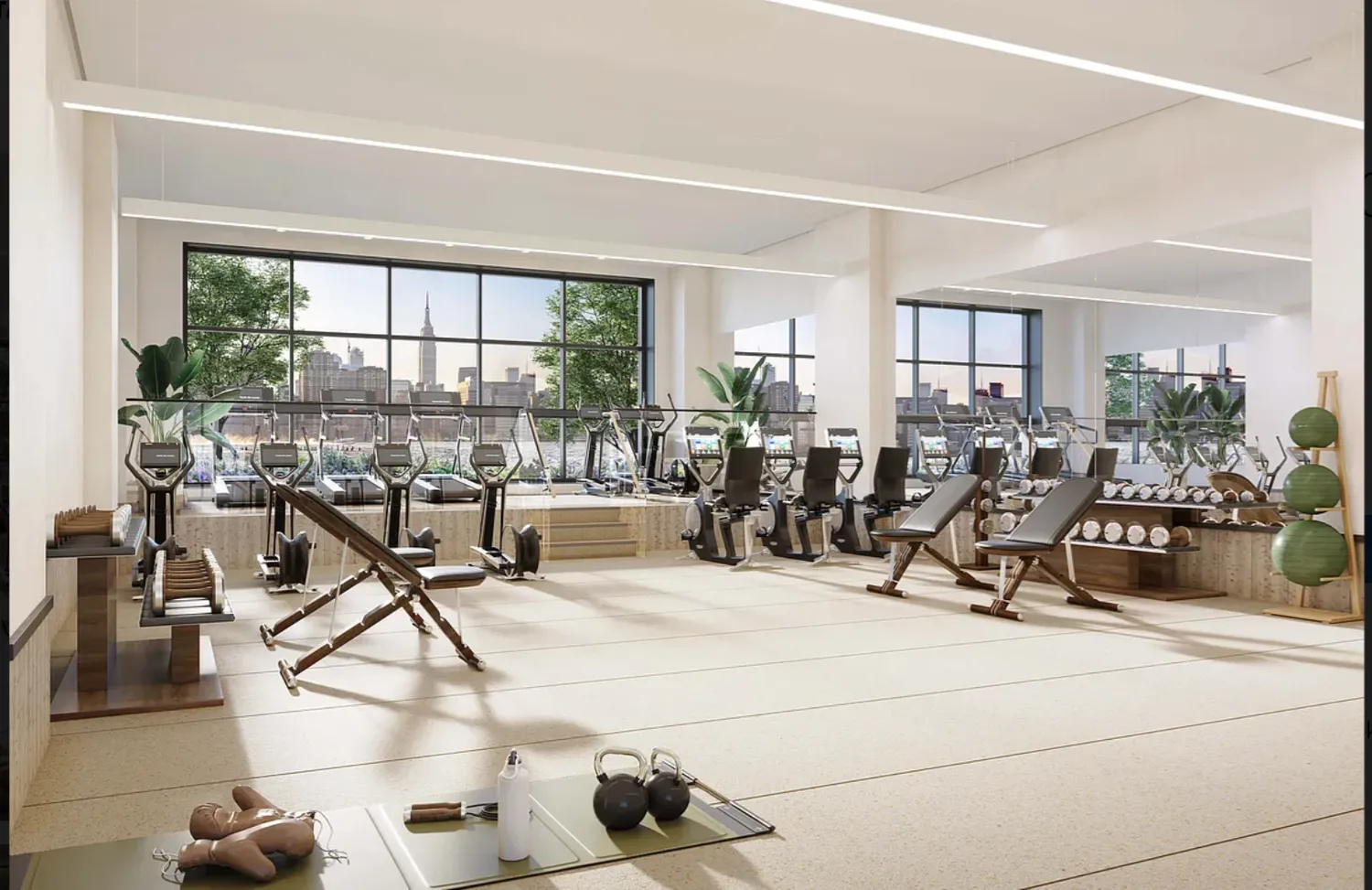 a view of a room with gym equipment