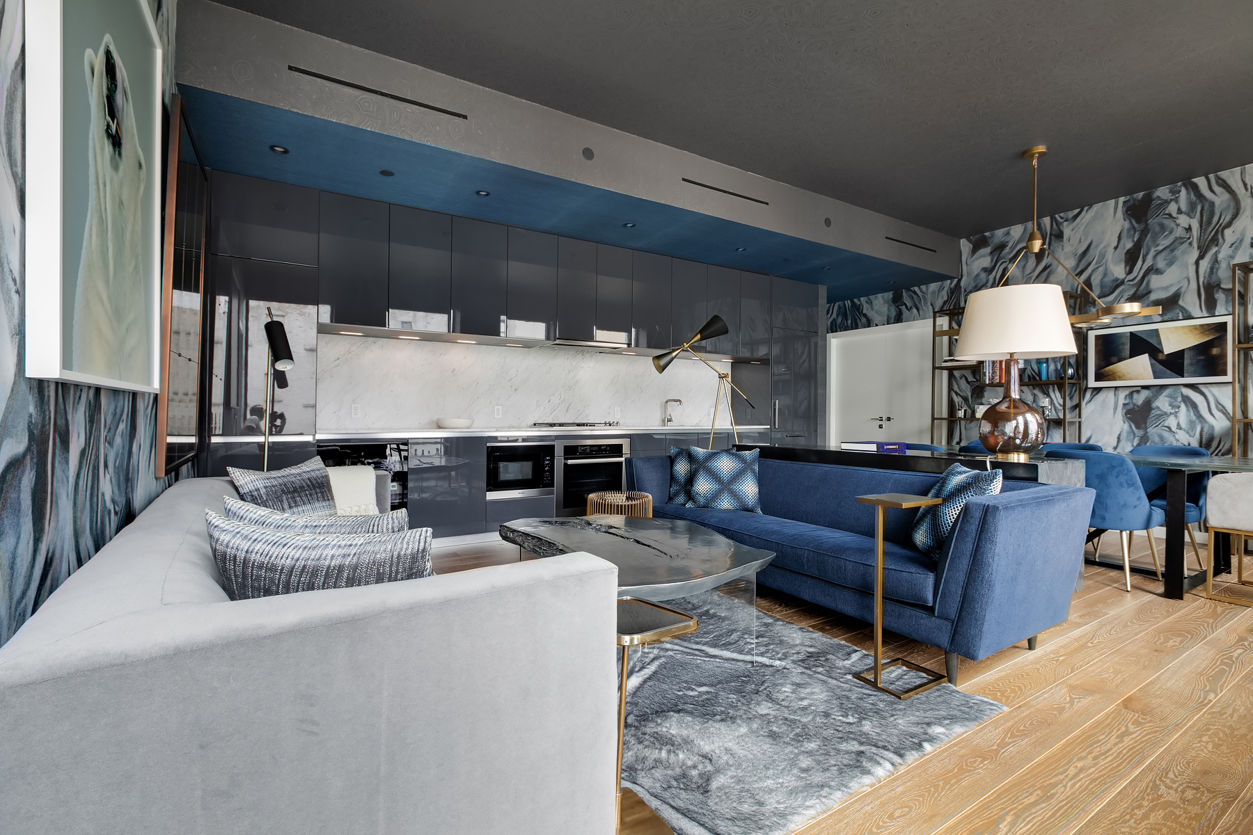 287 East Houston Street, Unit 4C Manhattan, NY 10002 - Photo 2 of 12 a living room with furniture and a fireplace