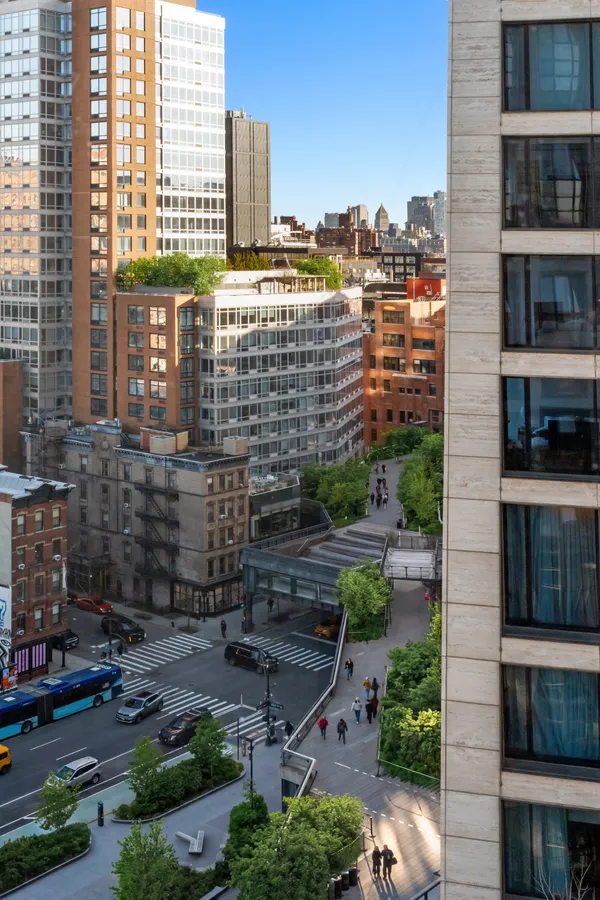 a view of a city with tall buildings