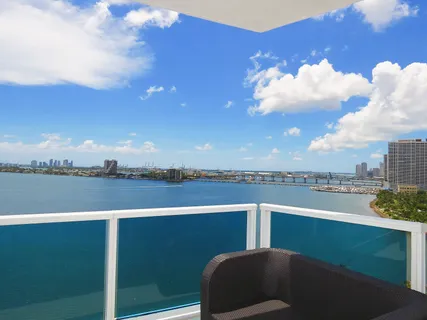 a view of a city from a balcony