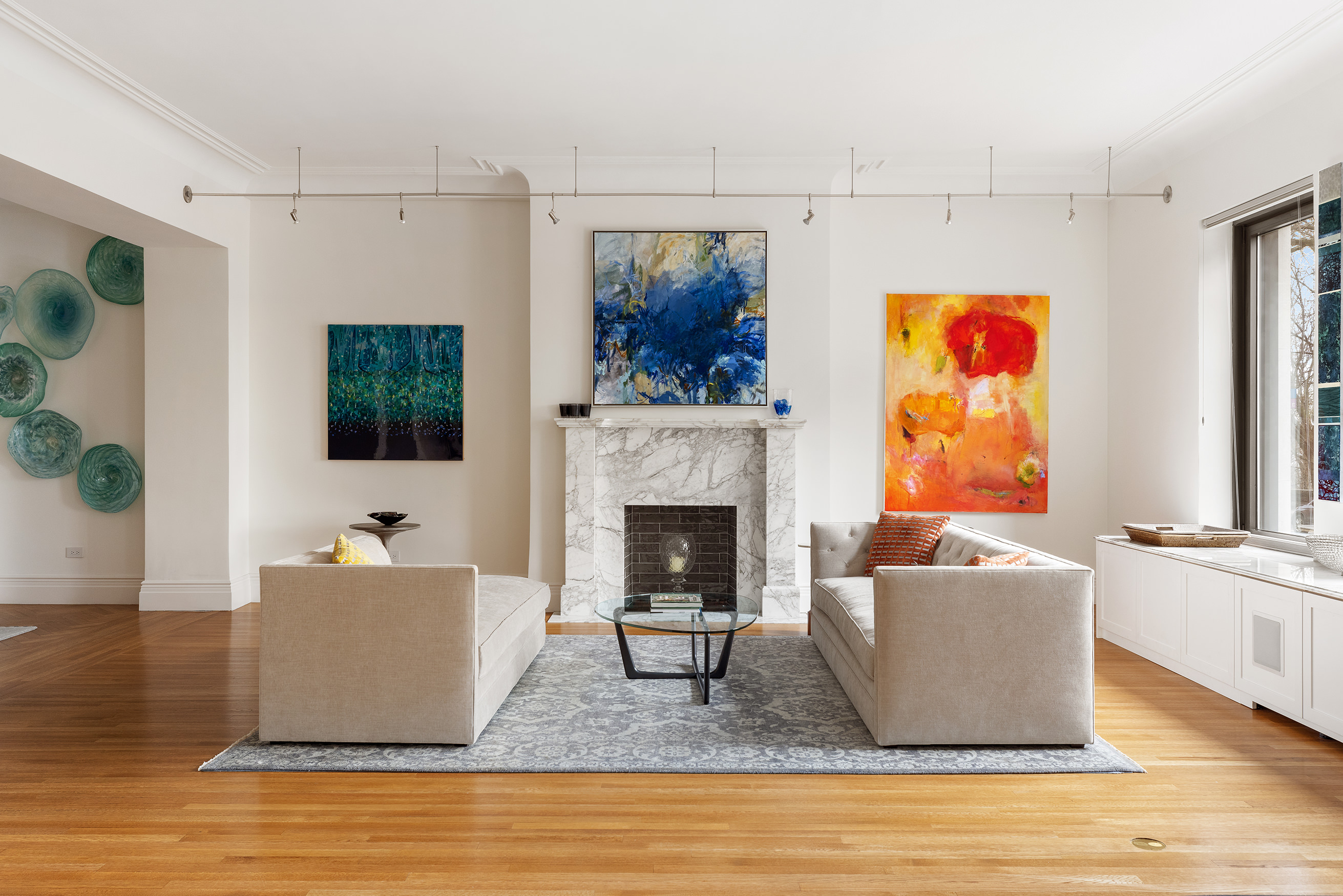 137 Riverside Drive, Unit 2D Manhattan, NY 10024 - Photo 13 of 20 a living room with furniture and a fireplace
