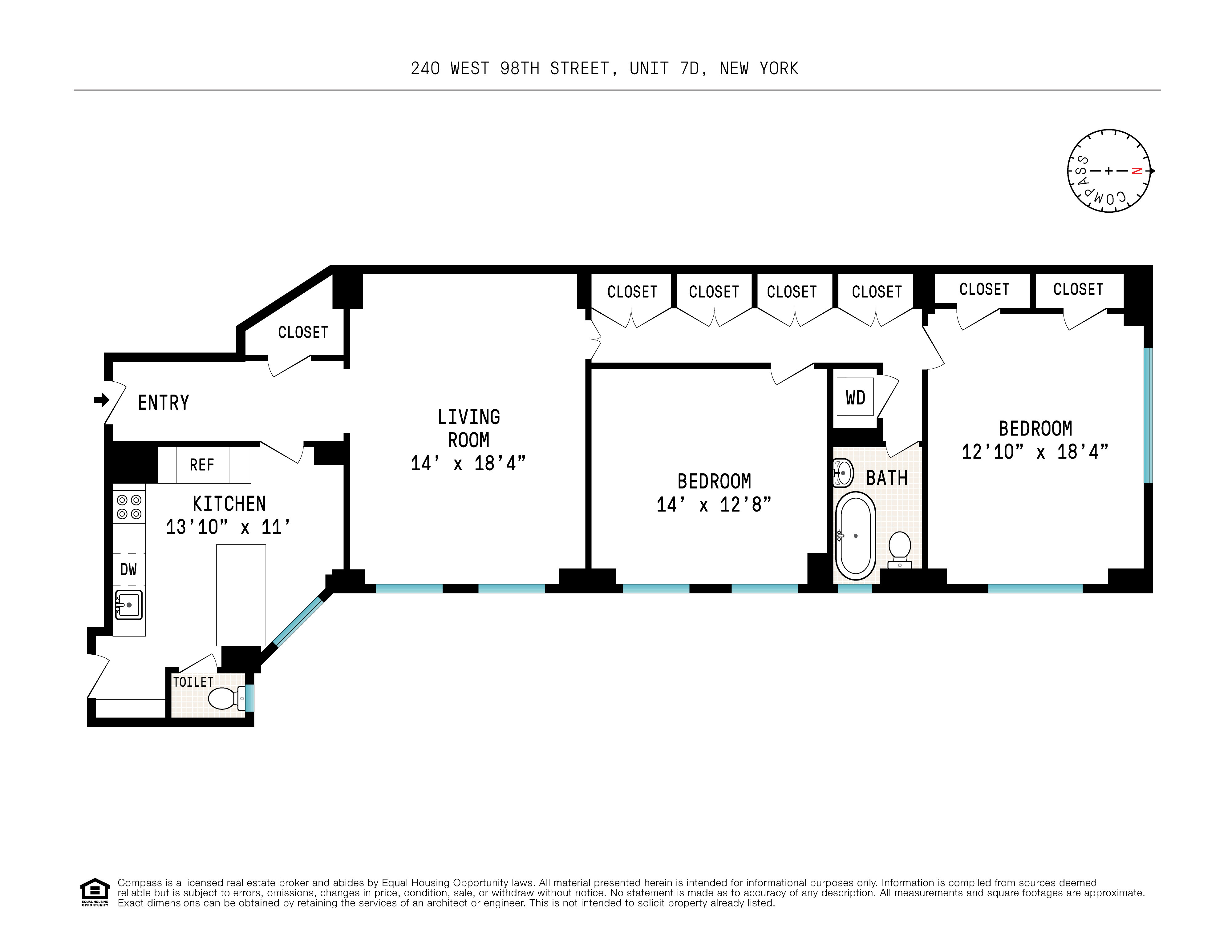 240 West 98th Street, Unit 7D Manhattan, NY 10025 - Photo 14 of 14 a picture of a floor plan