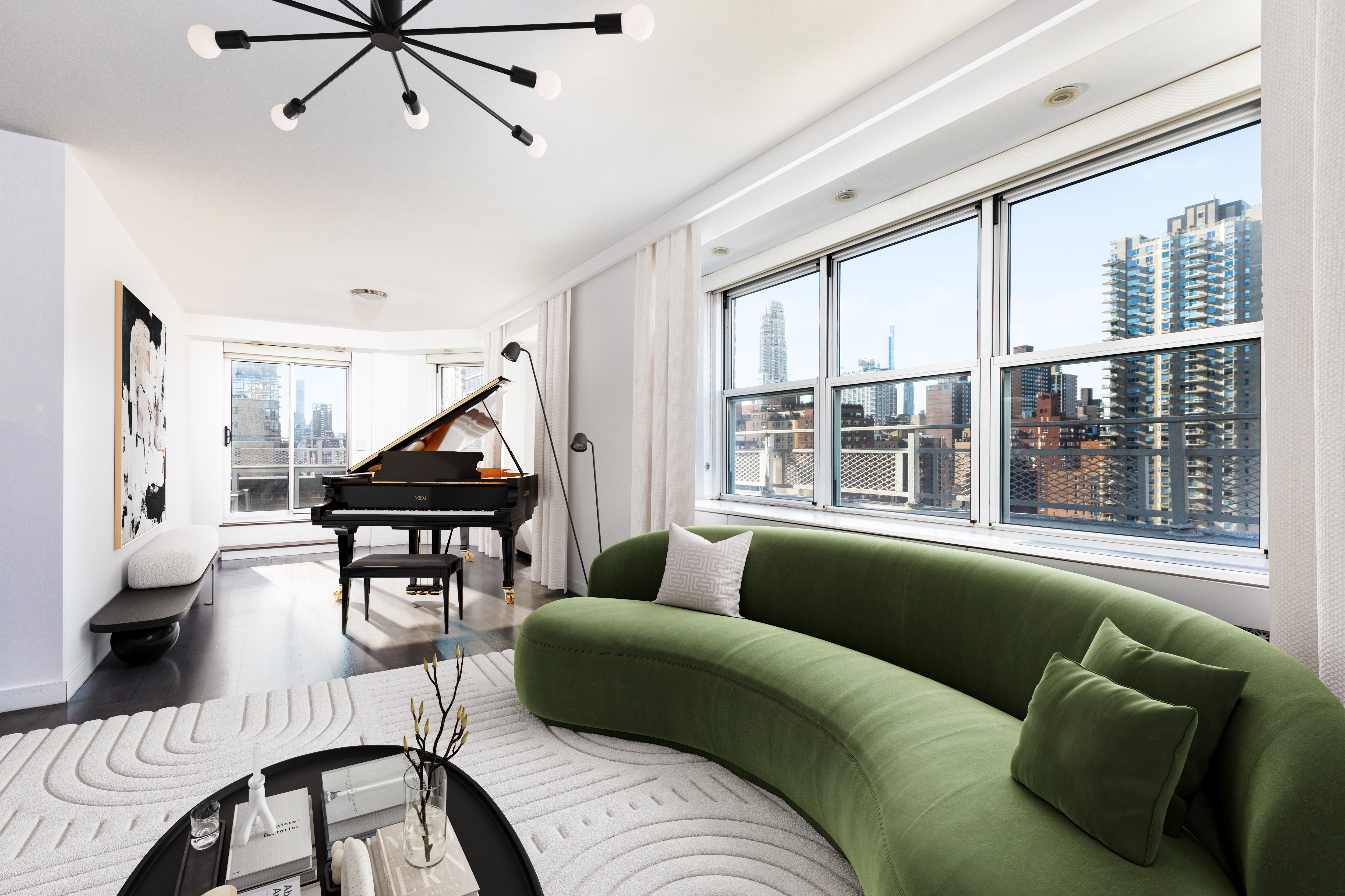 401 East 74th Street, Unit 20F Manhattan, NY 10021 - Photo 2 of 22 a living room with furniture and a large window