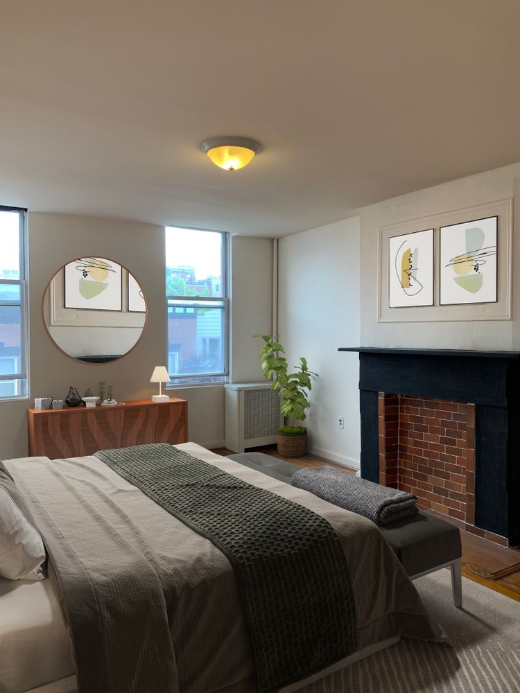 250 19th Street, Unit 3A Brooklyn, NY 11215 - Photo 12 of 15 a bedroom with a bed and a mirror