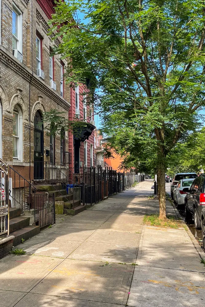 a view of a building with a street view