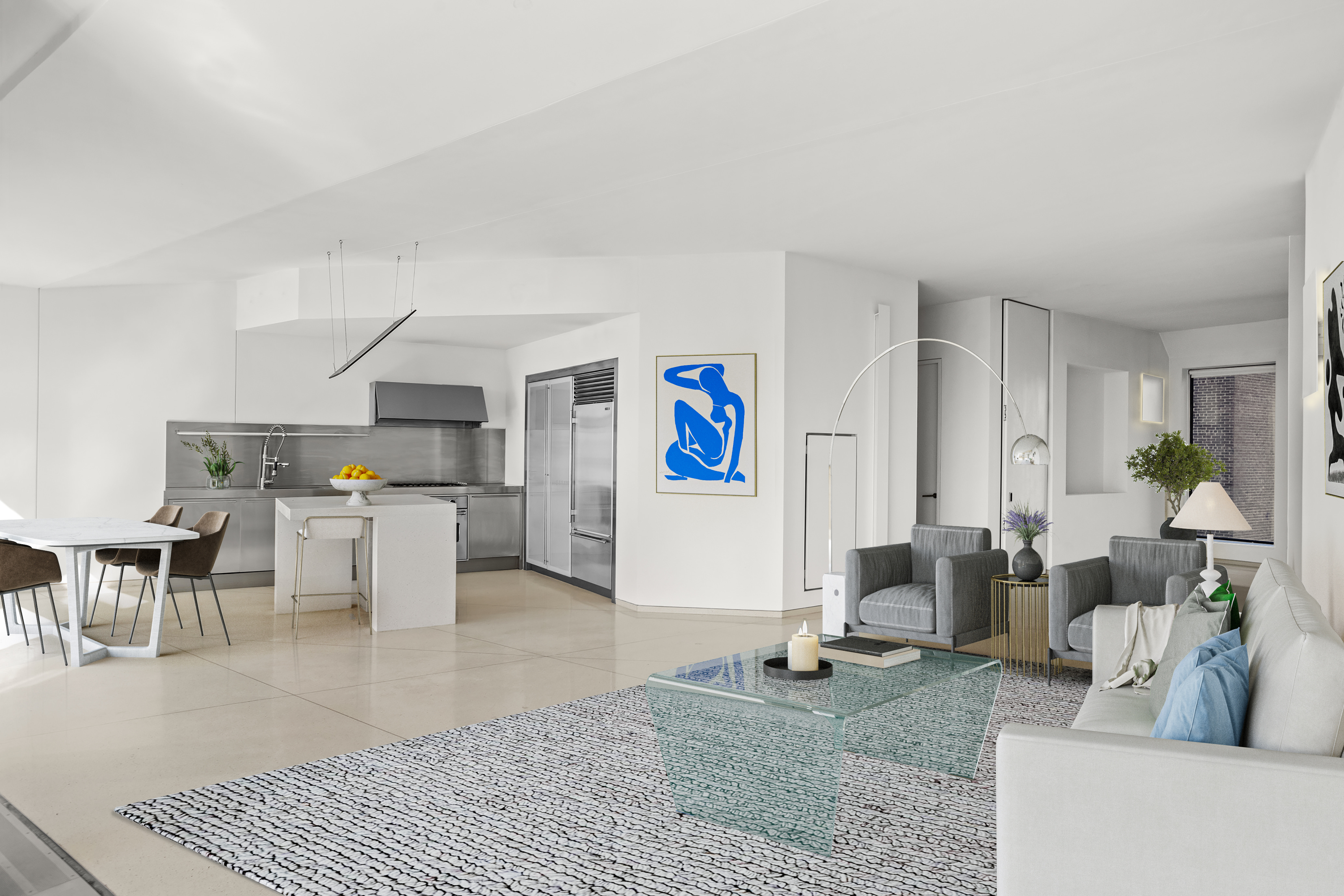 100 11th Avenue, Unit 5A Manhattan, NY 10011 - Photo 2 of 20 a living room with furniture and kitchen view