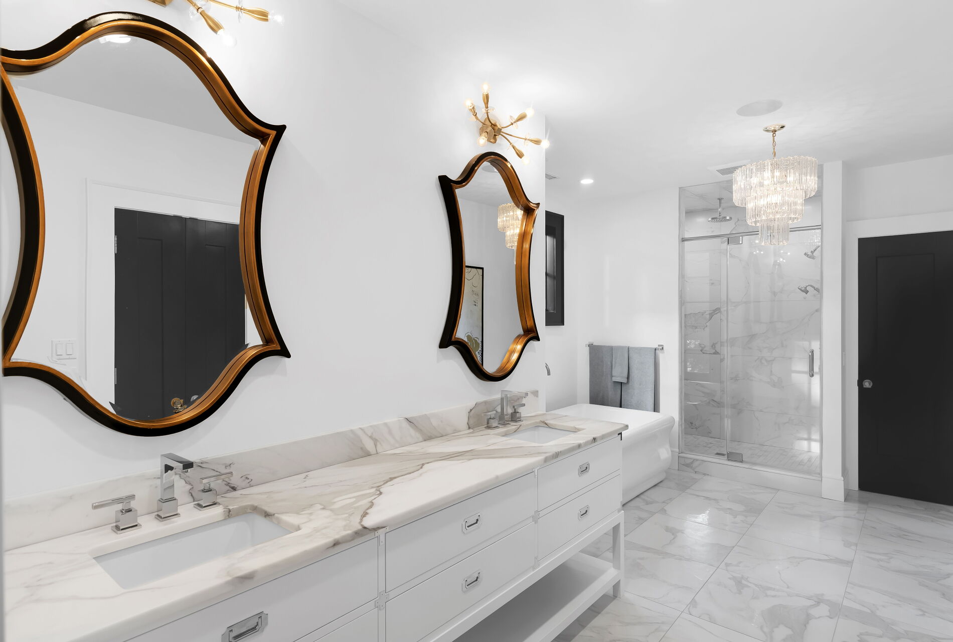 838 Seneca Road Franklin Lakes, NJ 07417 - Photo 57 of 92 a bathroom with a double vanity sink and a mirror