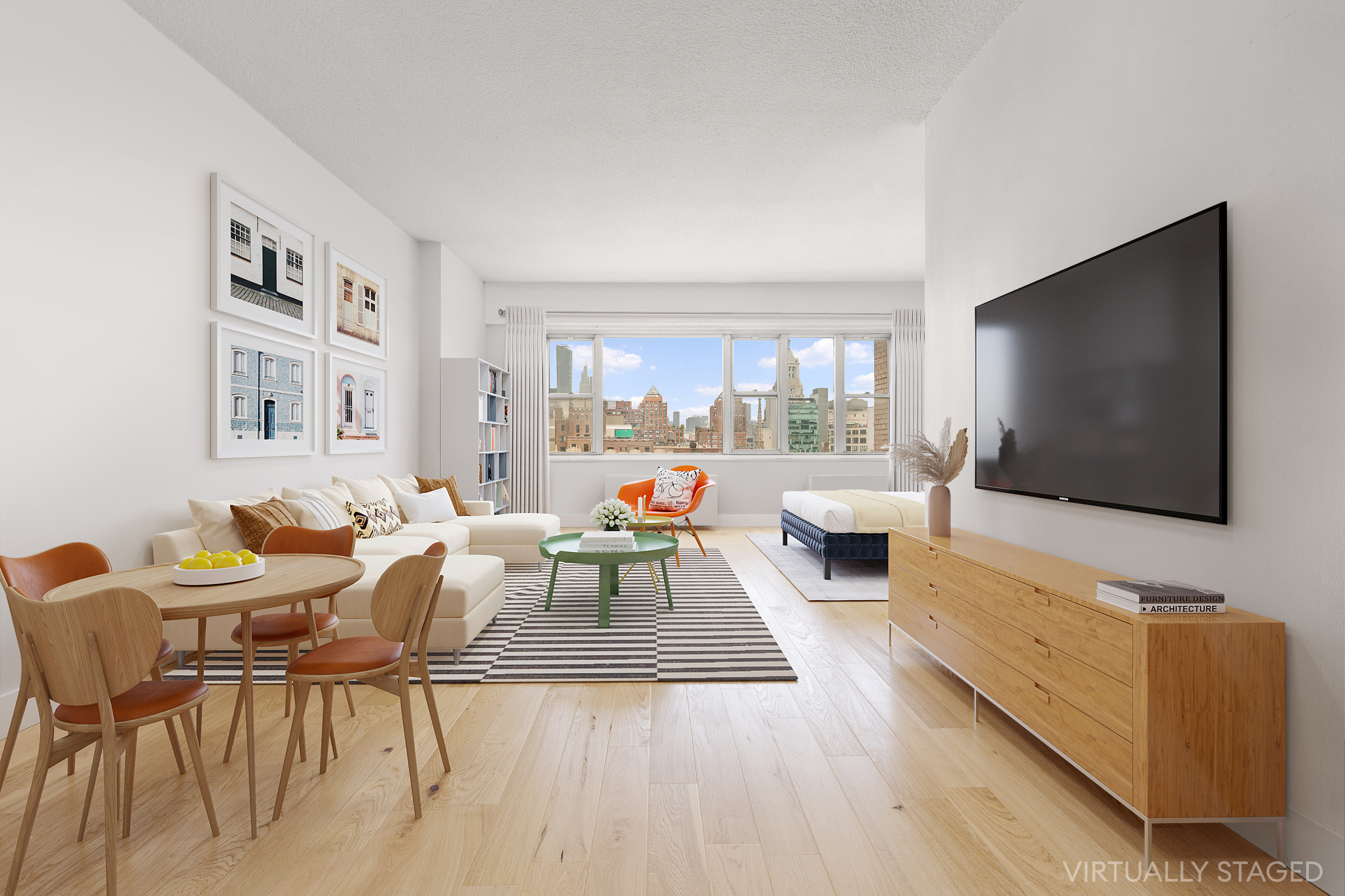 a living room with furniture and a flat screen tv