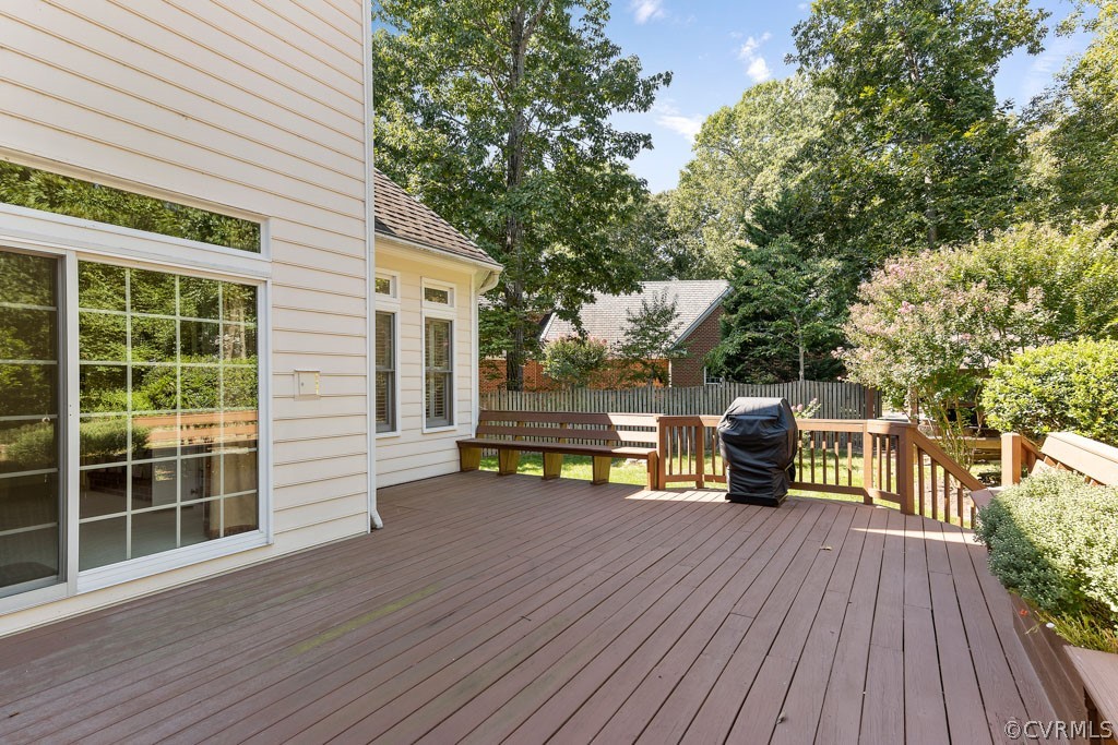 14440 Newgate Road Midlothian, VA 23113 - Photo 38 of 45 a view of house with deck outdoor seating and covered with trees