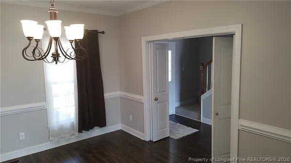 a view of entryway with chandelier