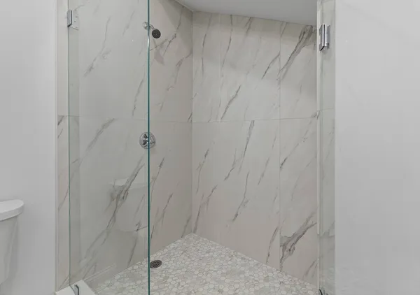 a bathroom with a shower