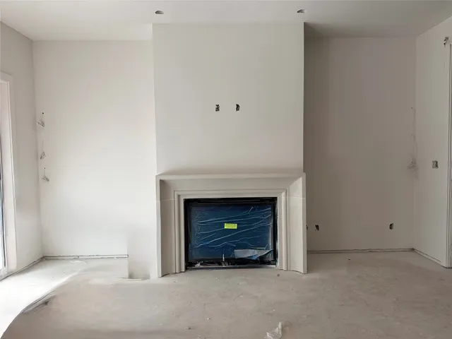 a room with a fireplace
