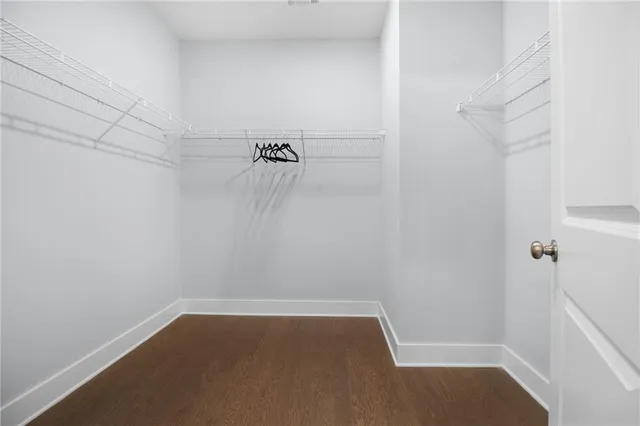 a view of a room with racks on the wall