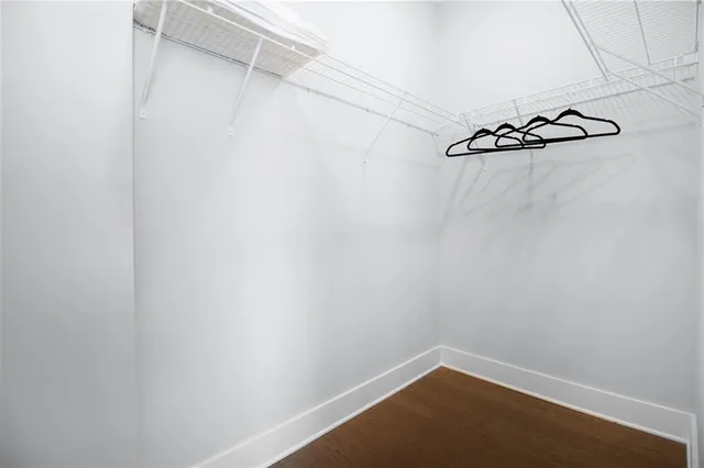 a view of a room with racks on the wall