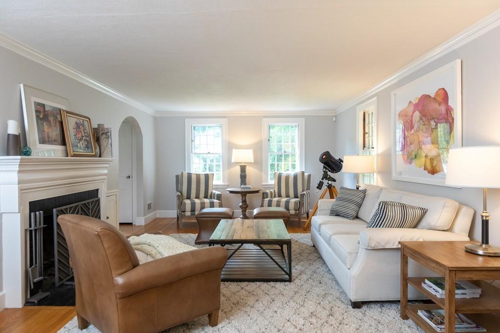 11 Arnold Road Wellesley, MA 02481 - Photo 5 of 33 a living room with furniture and a fireplace