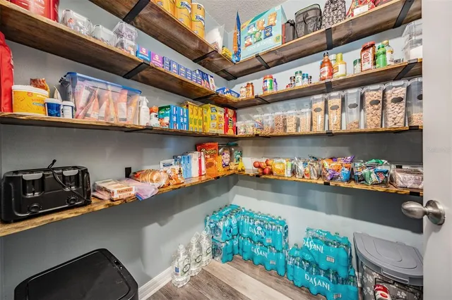 a store room with lots of different kinds of food