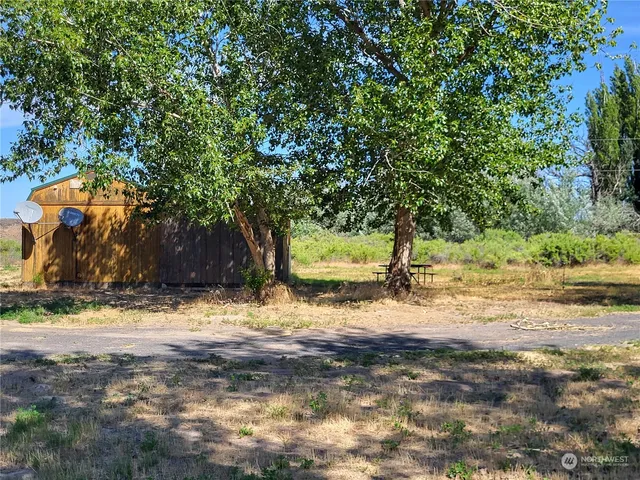 a view of a yard with an outdoor space