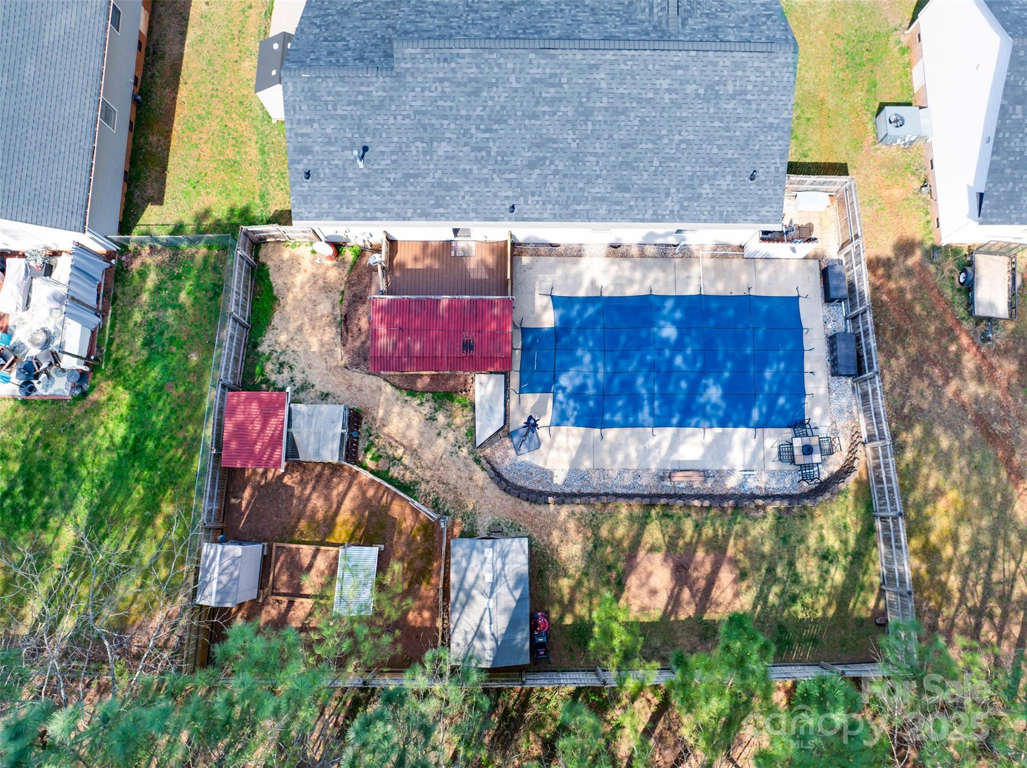 806 East Ridge Street Kings Mountain, NC 28086 - Photo 35 of 38 an aerial view of swimming pool and outdoor space