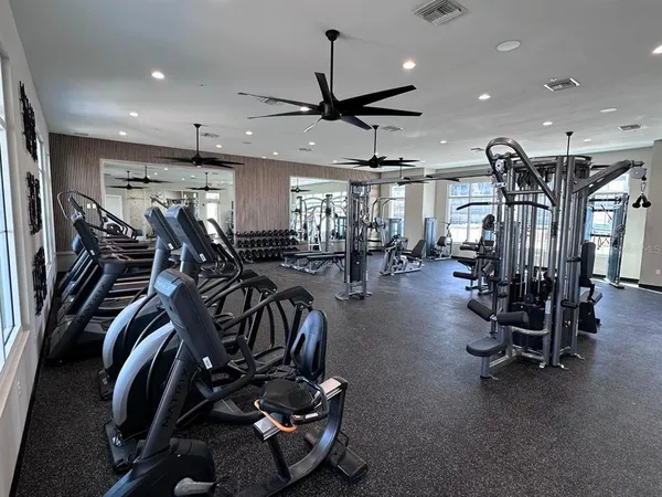 a view of a room with gym equipment