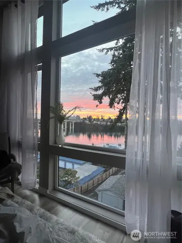 a view of a glass door