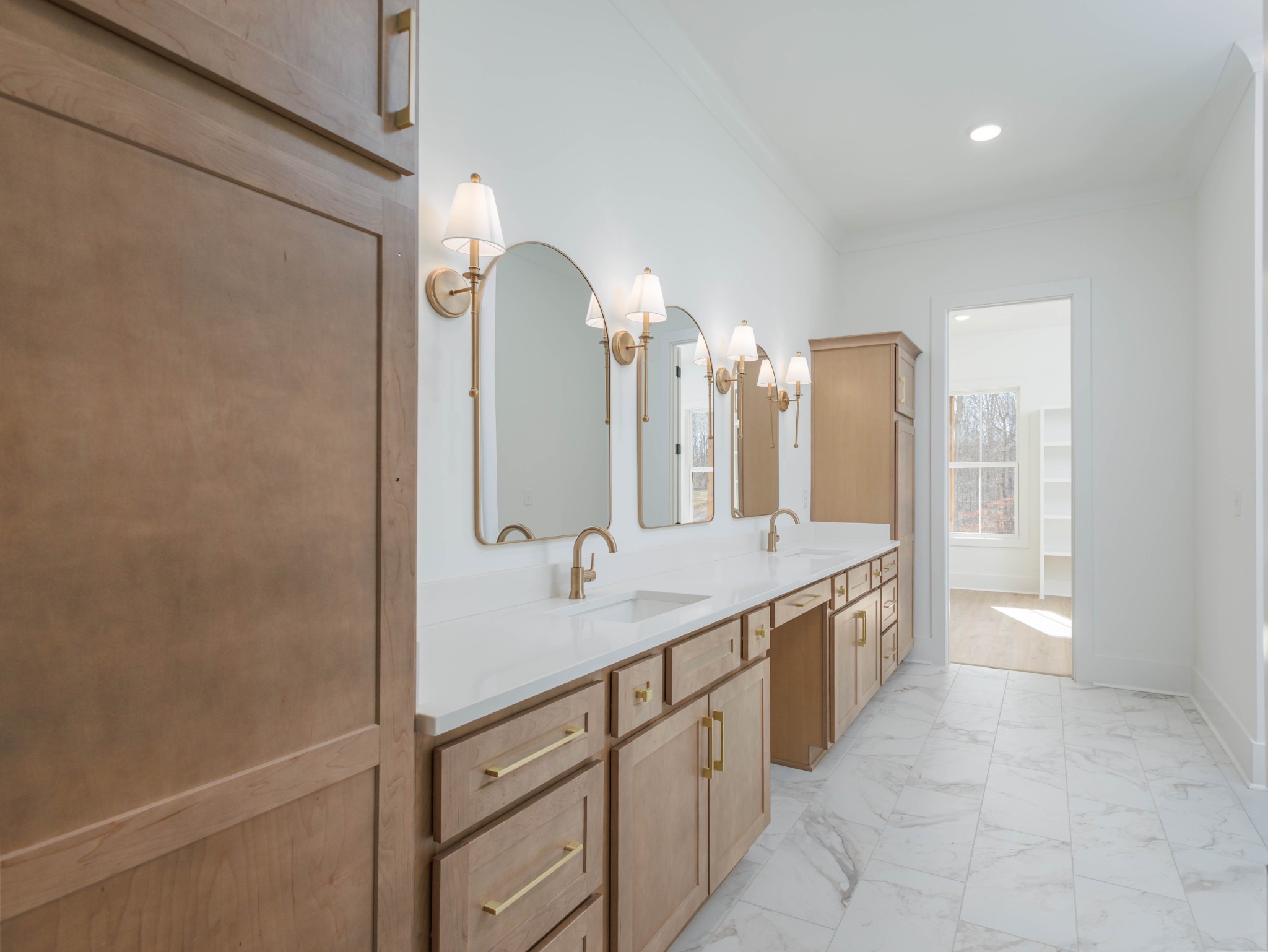 7771 Barnhill Road Primm Springs, TN 38476 - Photo 32 of 61 a bathroom with a granite countertop sink mirror and a bathtub