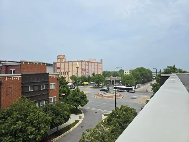 a view of a city with tall buildings