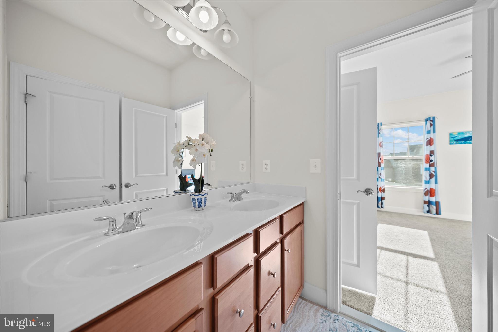8690 Belle Grove Way Manassas, VA 20110 - Photo 27 of 55 a bathroom with a sink vanity and a mirror