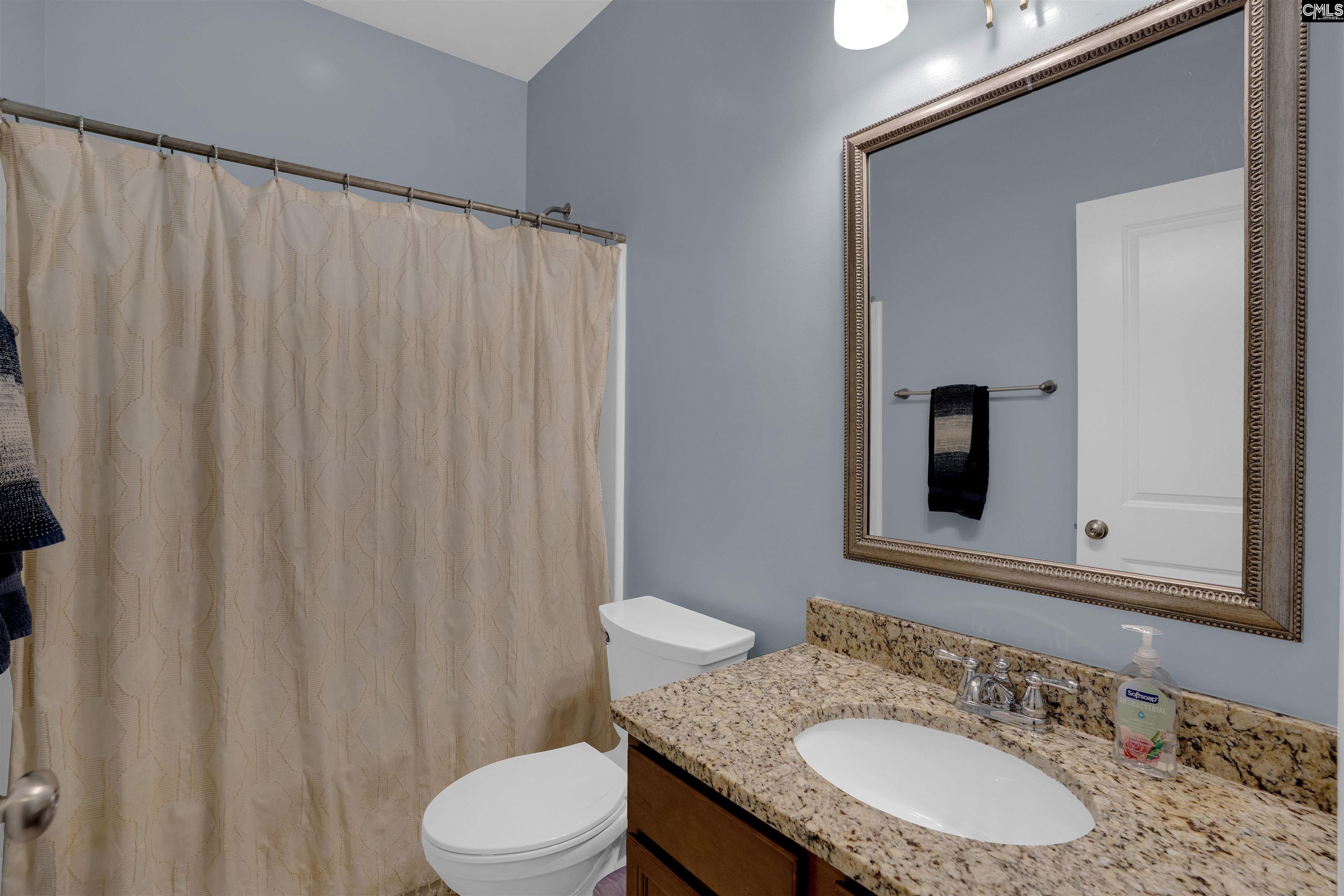 321 Asa Rose Lexington, SC 29072 - Photo 21 of 52 a bathroom with a sink toilet a mirror and shower curtain