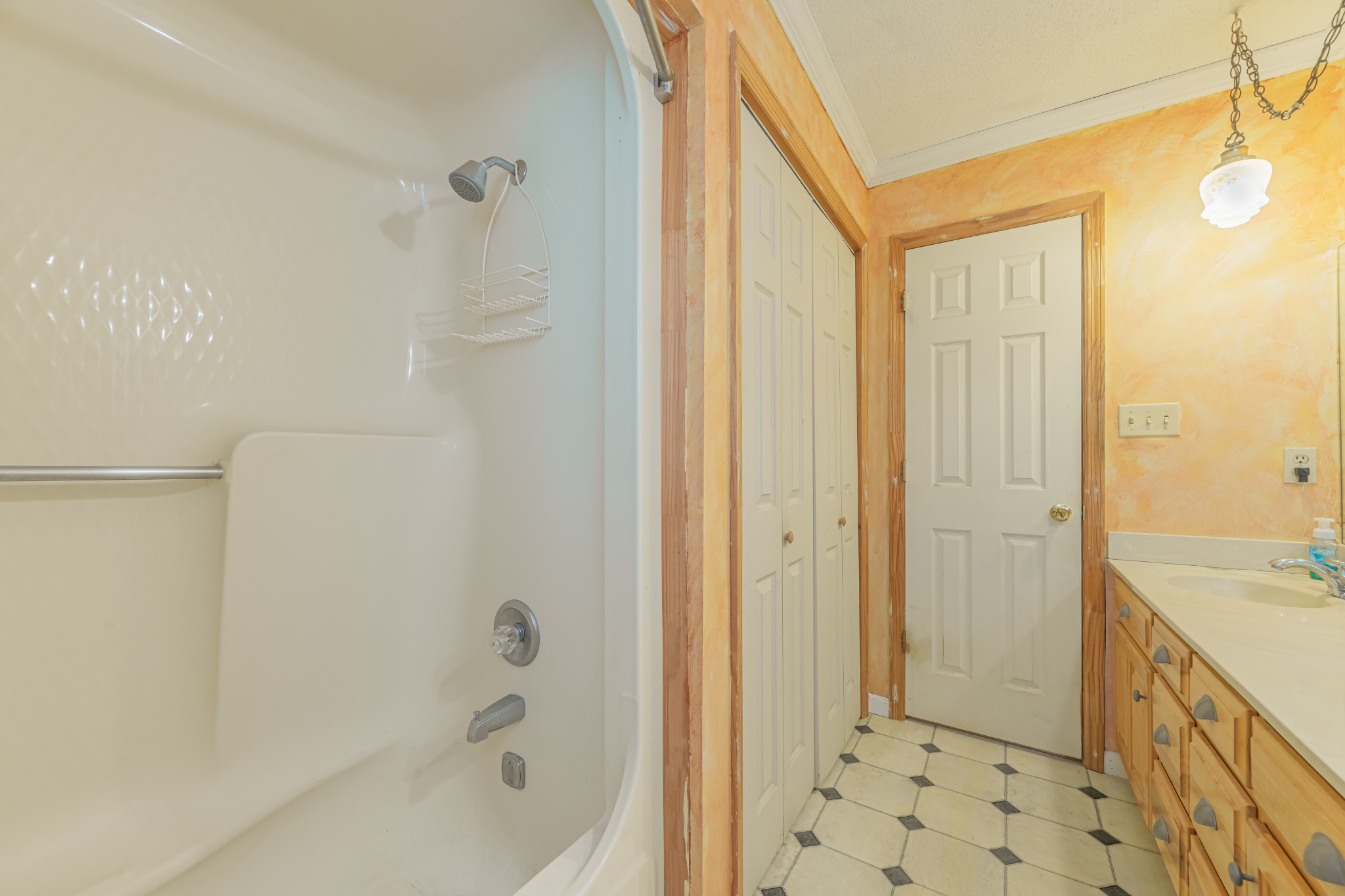 292 Laynes Cove Road Pelham, TN 37366 - Photo 26 of 43 a bathroom with a granite countertop sink a mirror and shower