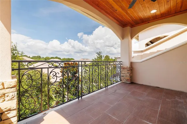 a view of a balcony with city view