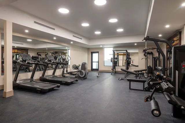 a view of a room with gym equipment