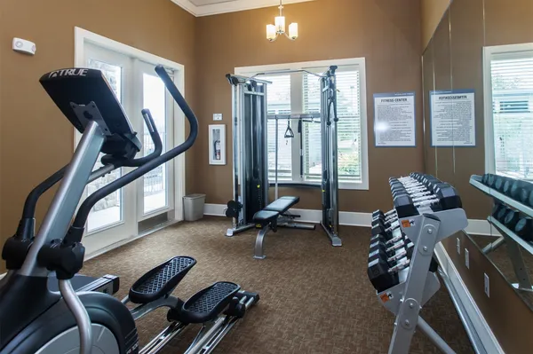 a view of a room with gym equipment