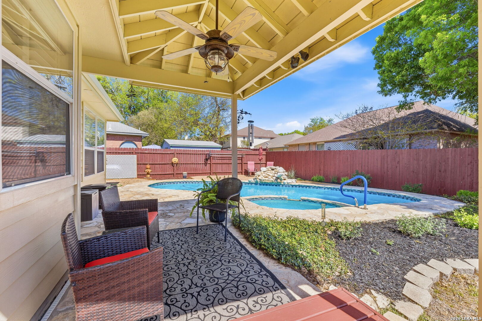 229 Notch Leaf Cibolo, TX 78108 - Photo 29 of 30 a backyard of a house with outdoor seating