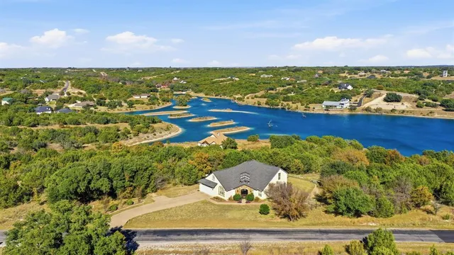 a view of a lake with a city