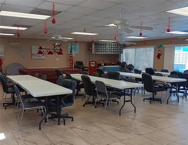 a view of a dining area with furniture