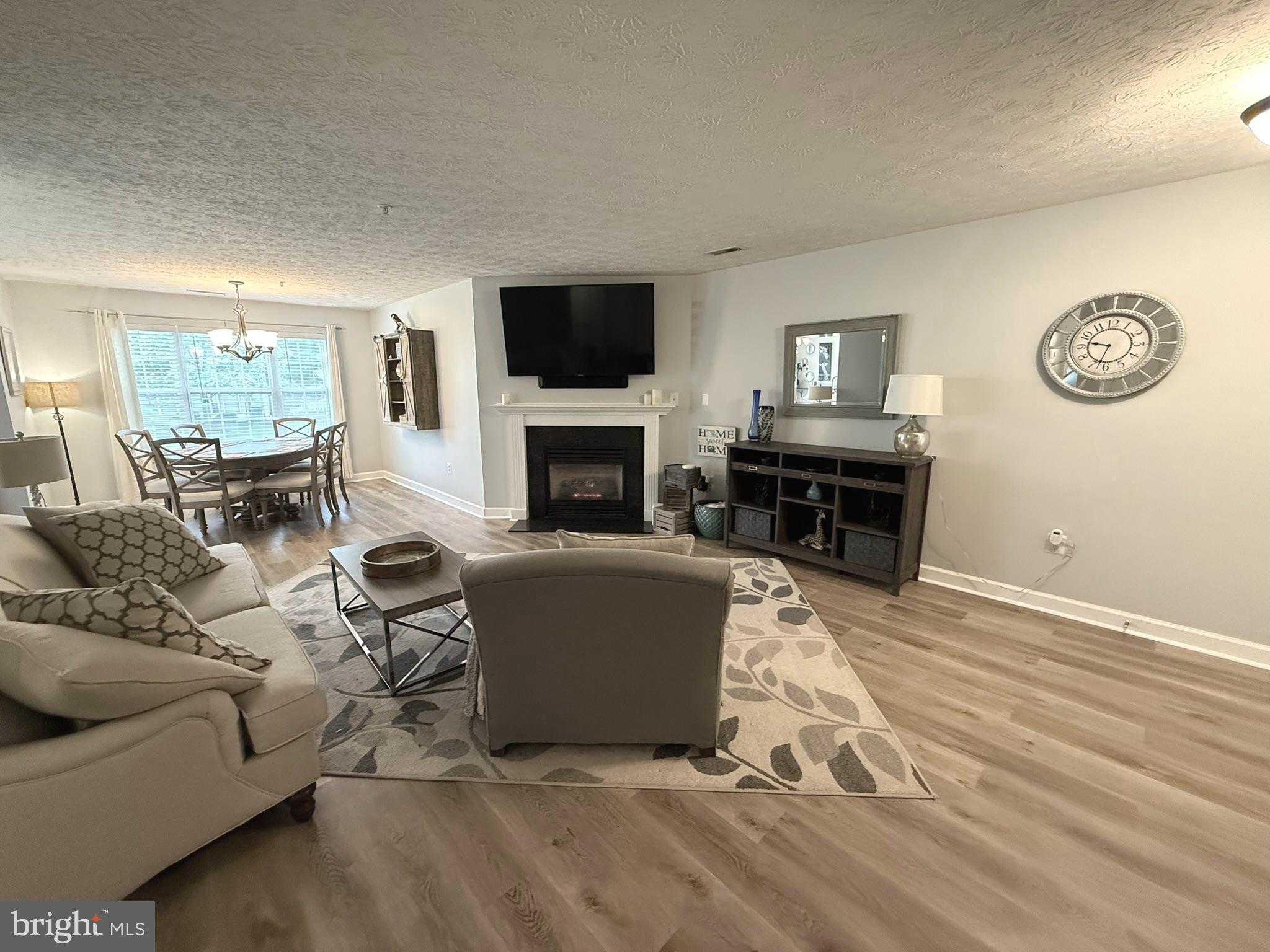 6343 Springwater Terrace, Unit 1012 Frederick, MD 21701 - Photo 4 of 39 a living room with furniture a fireplace and a flat screen tv