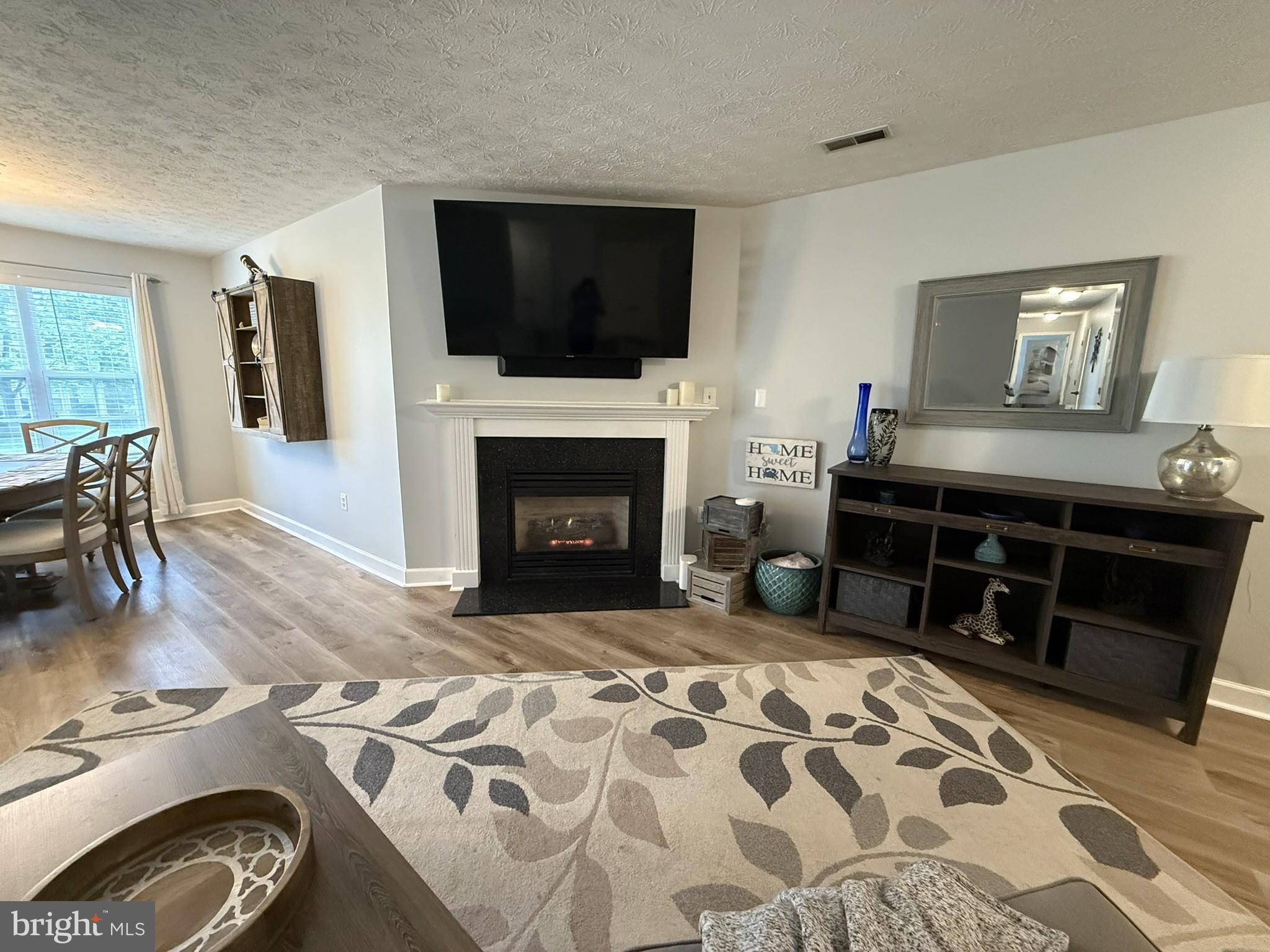 6343 Springwater Terrace, Unit 1012 Frederick, MD 21701 - Photo 5 of 39 a living room with furniture a flat screen tv and a fireplace