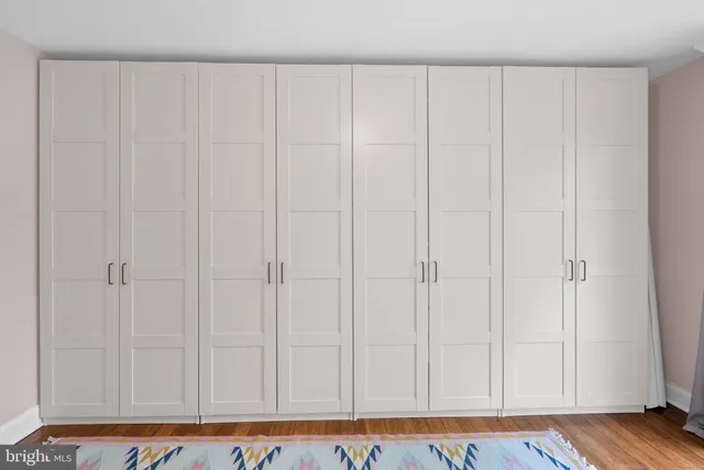 a view of a livingroom with wooden floor