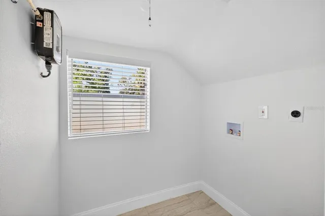 a view of a bathroom with a window