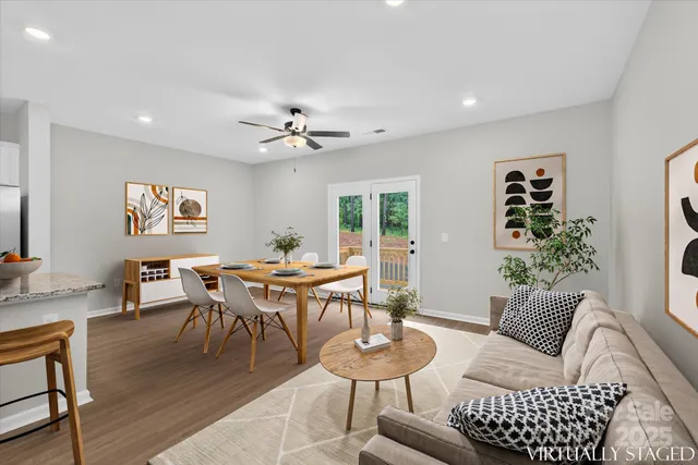 a view of a livingroom and dining room