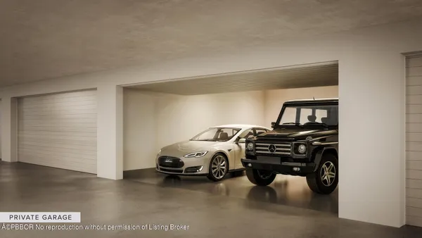 a view of a car in garage