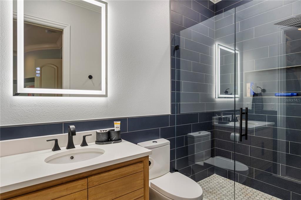 9121 Tibet Pointe Circle Windermere, FL 34786 - Photo 66 of 100 a bathroom with a sink a toilet and a mirror