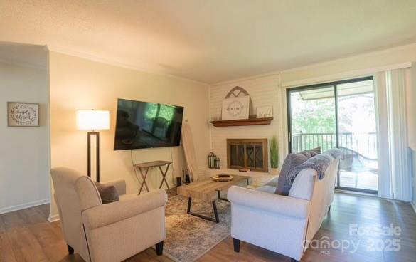 11058 Cedar View Rd. Charlotte, NC 28226 - Photo 7 of 28 a living room with furniture a fireplace and a flat screen tv
